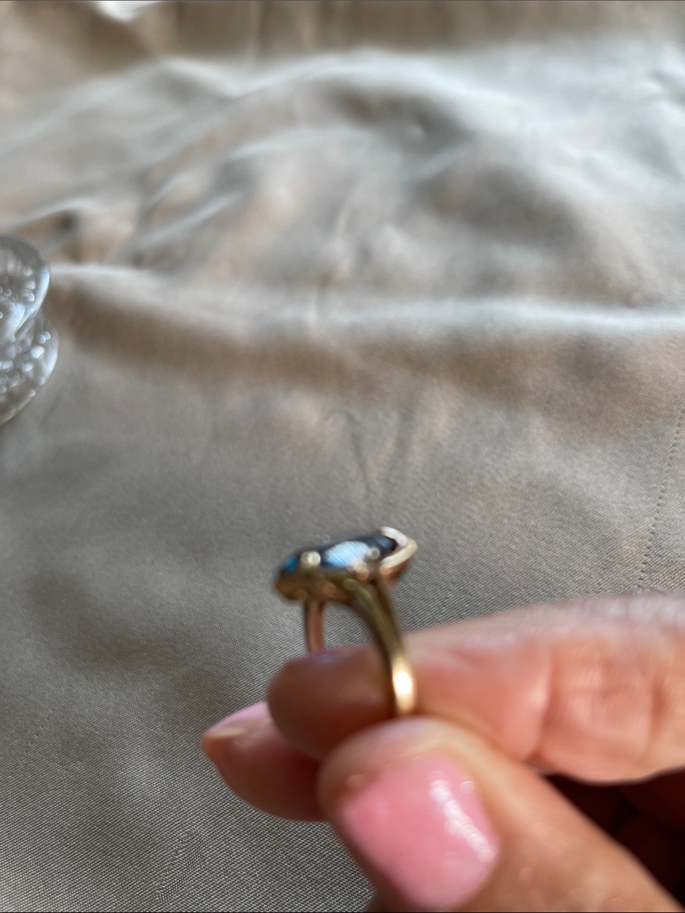 Vintage Dasun Elegant Blue with 2 stones 10K Gold Ring - Picture 10 of 16
